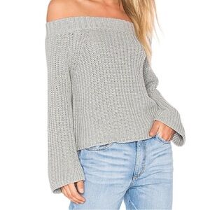 525 AMERICA chunky knit sweater 100% cotton boat neck long sleeves grey navy lge